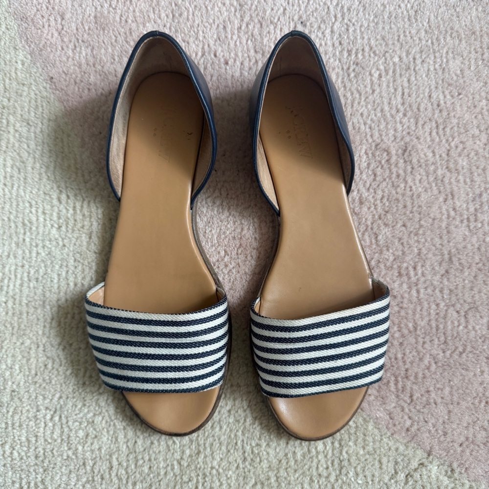 J. Crew Navy and White Striped Sandals